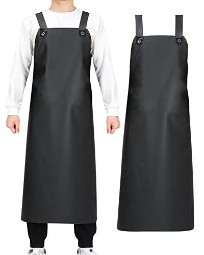 Small snail PVC Delantal de Cocina Impermeable Profesional Delantal para Trabajos Pesados Resistente al Agua y Aceite para Hombres y Mujeres Carnicero Barbacoa Matadero Negro