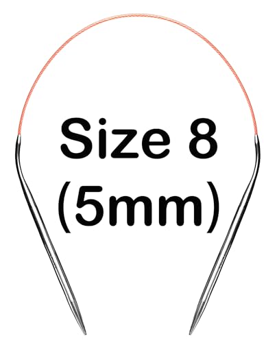 Image of cuteDIY Size 8 Circular Knitting Needles 16 Inch Round Metal (Etched US&mm, Color-Coded Cable, Smooth Join)
