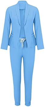 FoOJo Broekpak Dames Feestelijk Elegant Zakelijk Broekpak 2 Delig Pak Geruit Colbert Met Lange Mouwen En Pantalon Kantoor Slim Fit Formeel Modern Pak (Color : B-black, Size : XL