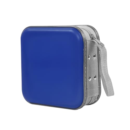 Sandfren Car CD Case, 48 Capacity Hard Plastic & Non-Woven Fabric Vehicle DVD Case Holder with Zipper, Portable Automotive Disc Wallet Storage Organizer Binder for Travel, Universal Fit (Blue)