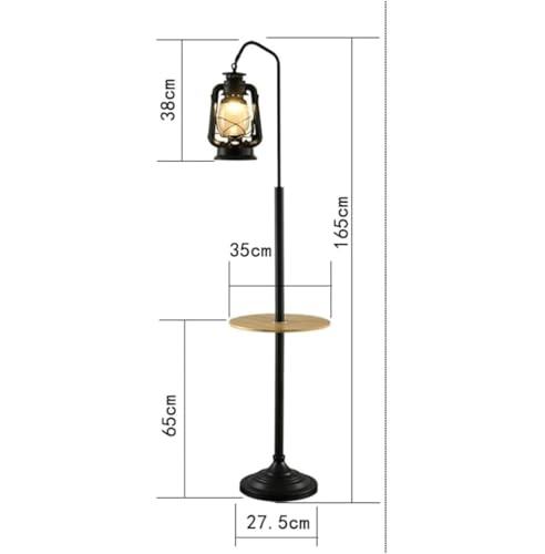 Lámpara de pie vintage metal alto diseño industrial con bandeja auxiliar 4