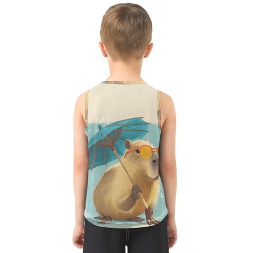 Boys' Tank Top Shirt Capybara Umbrella Sleeveless T-Shirts3