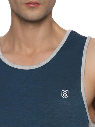 Image of DOMIN8 Men's Sleeveless Stretchable & Breathable Training Tank Tops | Muscle Tees I Melange Effect Fabric I Contrast Piping Vest | Moisture Wicking Top for Men | Activewear for Gym, Running