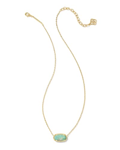 Image of Kendra Scott Elisa Pendant Necklace for Women, Fashion Jewelry, Gold-Plated Brass, Sea Green Chrysoccola