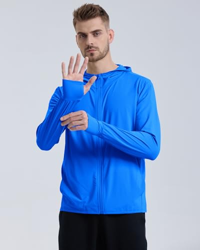 Locachy Men's UPF 50+ Sun Protection Outdoor Lightweight Full Zip Hoodie Jacket Long Sleeve Fishing Hiking Performance Shirt