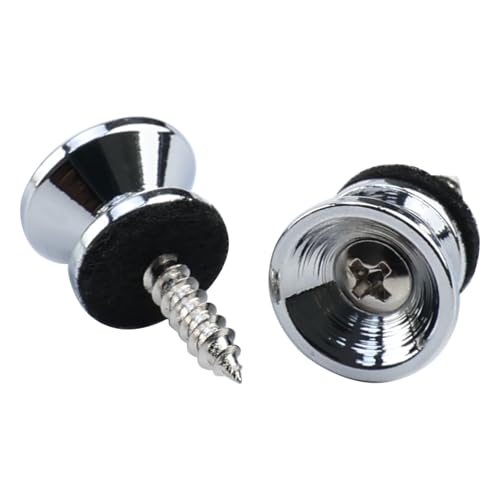 Bass Guitar Strap Locks with Mounting Screws (Chrome)
