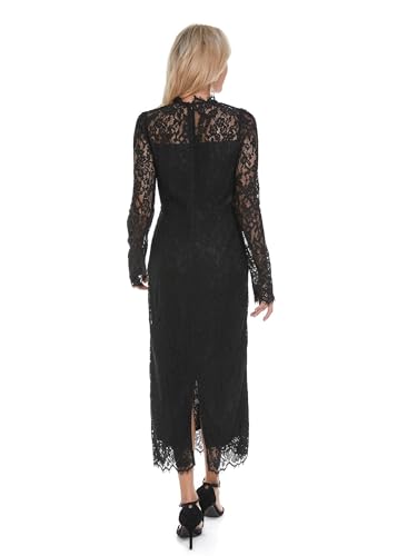 Image of Women's Long Sleeve Lace Floral Wedding Guests Dress Elegant Cocktail Ocassion Party Midi Dress