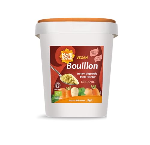 Marigold Organic Vegetable Bouillon Powder, 2kg – Instant Vegan Stock Powder, Natural Ingredients, Low Calories – Ideal for Soups, Stews & Sauces.