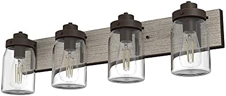 Hunter - Devon Park 4-light Onyx Bengal, Medium Size Vanity Light, Dimmable, Rustic Style, for Bedrooms, Kitchens, Foyers, Bathrooms - 48023