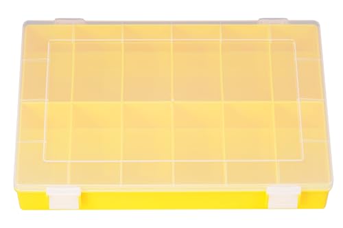 hünersdorff Sortimentskasten PP-Classic mit 12 Fächern | stabile Sortierbox für Schrauben und andere Kleinteile | feste Facheinteilung | 22 5 x 33 5 x 5 5 cm gelb