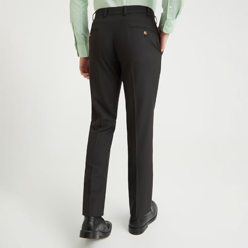 Image of Park Avenue Men's Regular Fit Mid Rise Checks Pattern Poly Viscose Blend Flat Front Formal Trouser