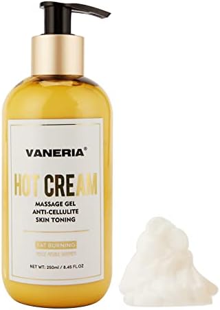 VANERIA Hot Cream Massage Gel, Anti-Cellulite Cream for Belly Fat Burner, Skin Toning & Firming Cream, Hot Cream Tightening and Slimming for Men & Women. 250ml/8.45fl oz (Hot Cream 250ml)