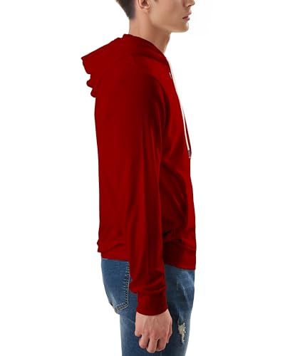 Ohoo Mens Lightweight Soft Fleece Lined Zip Up Hoodie with Pockets Long Sleeve Super Thin Slim Fit Hooded Sweatshirt3