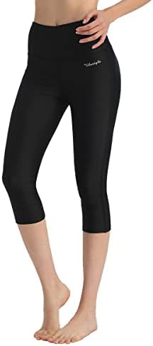 Ubestyle UPF 50+ High Rise Swim Pants for Women Swim Capris Legging Swimsuit Bottom Swim Shorts Sun Protective Black