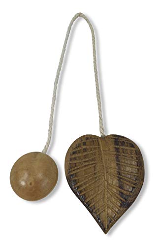 Tex Family - Embrasse pour rideau en bois aimanté en forme de feuille, couleur noyer