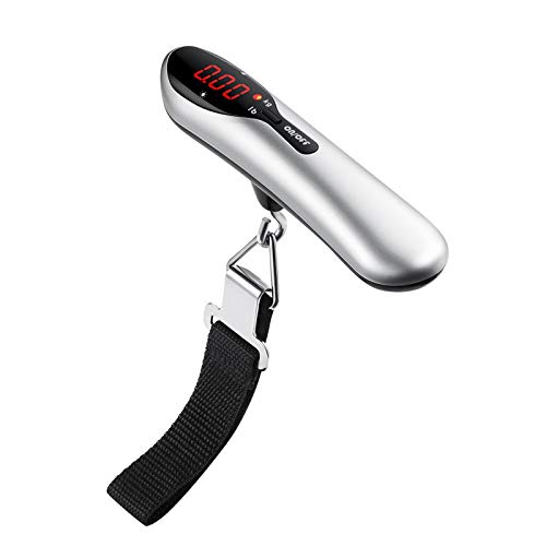 Pocket Key Chain Scales,Hand Held Suitcase Scales 50kg/110lb Pocket Mini Luggage Scale for Travel Fishing Hanging Steelyard Scale (Color : Silver) (Color : Red, Size : -)