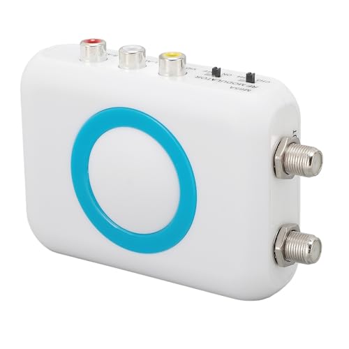 Zunate Digital RF Modulator, RF Modulator Coax Adapter CVBS VHF Converter, M65A NTSC RF Modulator Support AV Output Professional HD VHF Demodulator Converter for CATV System