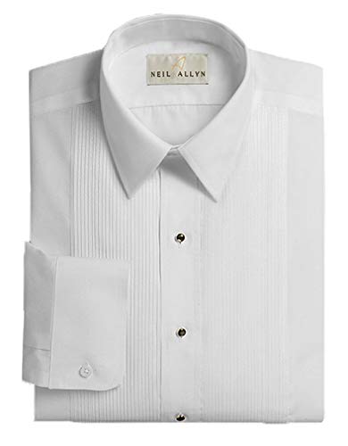 Neil Allyn Men's Tuxedo Shirt Laydown Collar 1/8 Inch Pleat (17-17.5