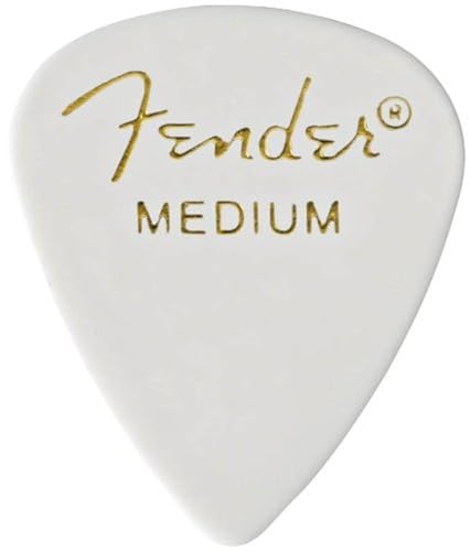 Image of Fender Classic Celluloid Guitar Picks 351 Shape, Guitar Accessories, White, Medium, 12-Pack