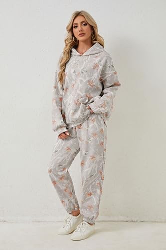 Camo Sweat Sets for Women Maple Leaf Print Camo Hoodie Pants Womens Sweatsuits Camouflage Lounge Sets Outfits3