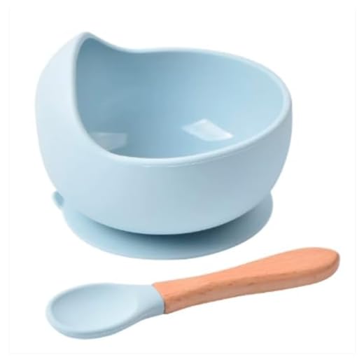 Potinho Bowl Silicone Com Ventosa P Bebê Livre Bpa C Colher (Azul Claro)