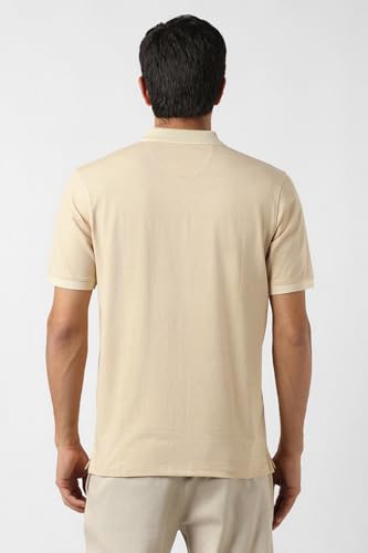 Image of Peter England Men's Cotton Maze Geometric Print Polo T-Shirt - Casual Wear | Modern & Stylish