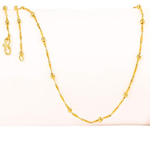 Image of Fashion Frill Gold Plated Brass Chain for Women Neck Chain & Girls Classic & Stylish Light Weighted
