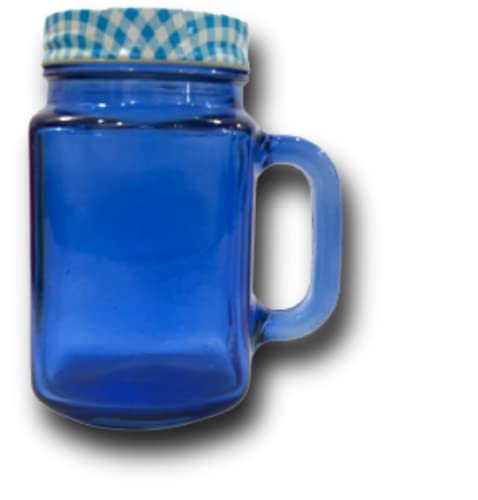 SAVE Coloured Mason Jars Stainless Steel Straw | 450 ml | Lid with hole (Blue Mason Jar)