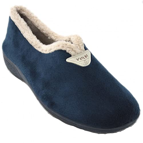 Chaussures de séjour fermées Vulcabicha femme bleu marine pour des moments de détente cocooning