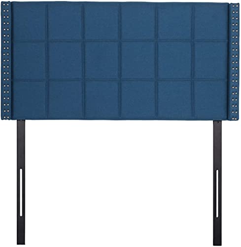 Vecelo Upholstered Height Adjustable Headboard With Decorative Nailhead Trim, 49.3'', Twin, Cobalt #TOP3