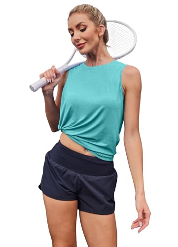 Image of Womens Workout Tank Tops Lightweight Sleeveless Shirts for Women Loose Fit Tops for Athletic Running Tennis Yoga