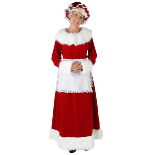 Disfraz de Cosplay Disfraz de señora Claus para mujer, traje de talla grande, vestido navideño de Papá Noel para adultos con delantal y sombrero para fiesta de disfraces disfraz adulto(Style 1,XL)