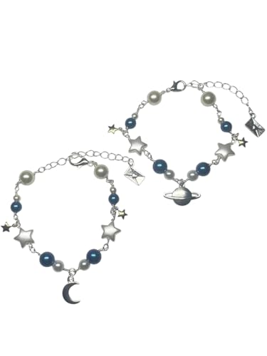 Handmade Folklore Inspired Matching Bracelets | Planet And Moon Coquette Aesthetic Bracelet