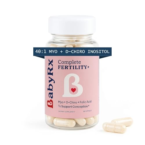 BabyRx Complete Fertility+ for Women | Fertility Supplement with Myo-Inositol 2000mg D-Chiro Inositol 50mg Folate Vitamin D3 & B12 | Ovulation & Hormone Balance Support | 90 Capsules