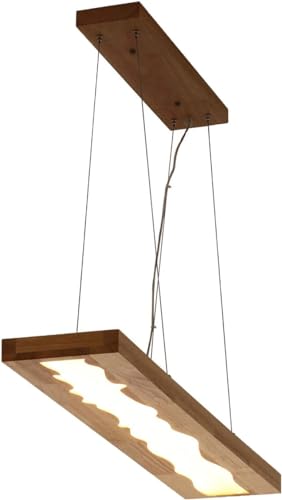 Pendelleuchte Esszimmer LED – Höhenverstellbar, Dimmbar Per Fernbedienung, Holzgestell, 120 Cm Länge, 3000K–6000K