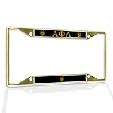 Fastasticdeals Metal Insert License Plate Frame Alpha Phi Alpha Weatherproof Car Accessories Gold 4 Holes Solid Insert