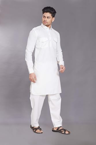 Image of DIVISIVE Men's Cotton Blend Pathani Kurta Pyjama Set