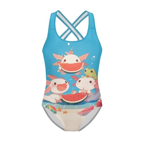 Image of Girls Swimsuit Criss Cross Back 1-Piece Summer Beach Swiwmear