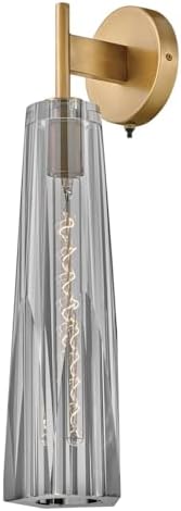 Fredrick Ramond Cosette FR31100HBR-SM Single Light Sconce - Elongated Smoked Crystal-Cut Shade, On/Off Switch on Backplate, in Heritage Brass