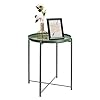 danpinera Side Table End Table for Small Spaces Accent Metal Bedside Table Round Small End Table Outdoor Side Table Accent Patio Side Table Anti Rust and Waterproof Dark Green
