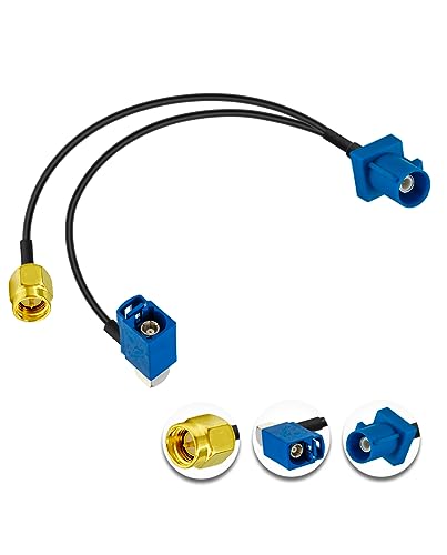 Vecys Fakra C GPS D'antenne D'extension Coaxial Câble Fakra C Mâle vers SMA Mâle et Fakra C Femelle Câble en Y à Queue de Cochon RG174 12in/30cm pour...