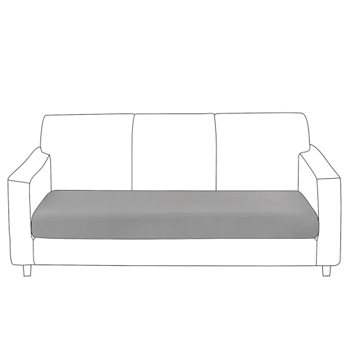 Image of HOKIPO 100% Waterproof Stretchable Elastic Seat Cushion Cover, 3 Seater, Light Grey (AR-5354-LGRY)