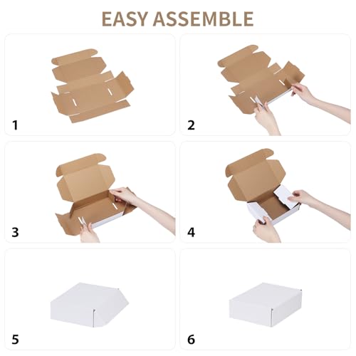 Image of RLAVBL 12x4x2 Small Shipping Boxes Set of 25, White Corrugated Cardboard Box for Packing, Mailing, Business