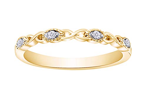Natural Diamond Accent Infinity Wedding Band Stackable Ring in 14K Gold Plated 925 Sterling Silver for Women (0.04 Cttw, I-J Color, I2-I3 Clarity) - Main Image