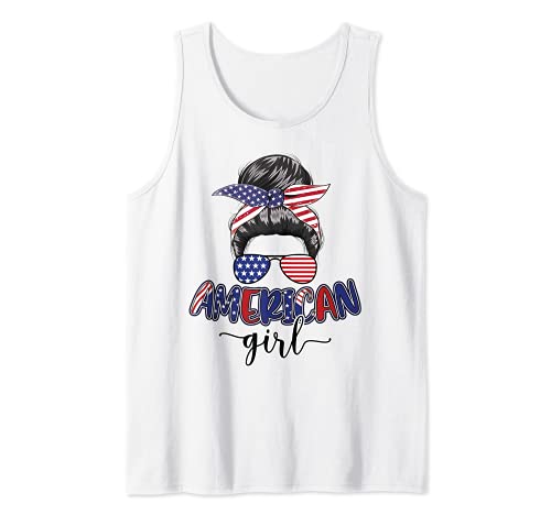 American Girl Life Messy Bun 4Th Of July Mom Usa Women Tank Top #TOP1