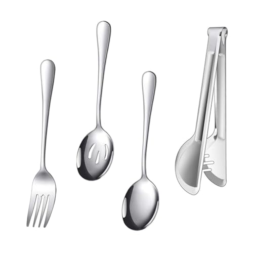 TOYANDONA Cubiertos de Acero Inoxidable con Pinzas Multifuncionales para Cocina y Buffet Juego de Utensilios de Mesa Color Plata para Uso Diario y Regalos para Cocinillas