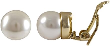 Rhodium or Gold Finish Faux Pearls Clip-On Stud Earrings