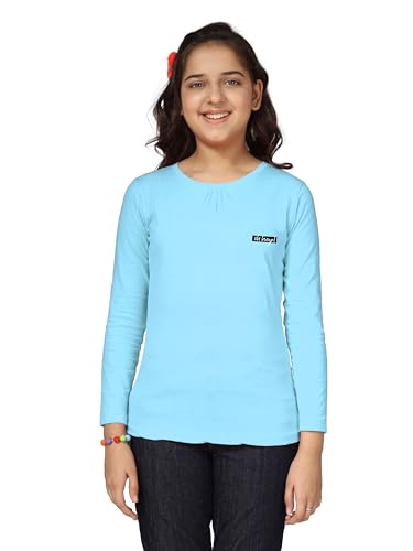 Image of KYDA KIDS Girl's 100% Cotton Antibacterial Full Sleeve Solid T-Shirt (Pack of 1)