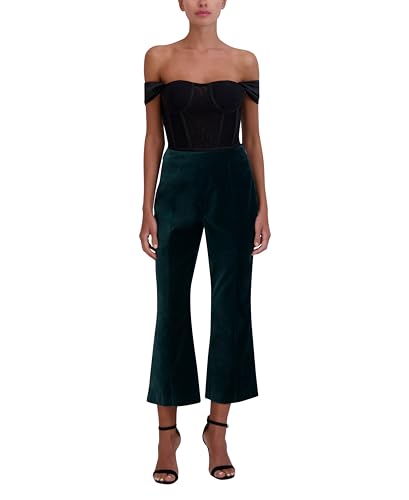 BCBGMAXAZRIA Women's Flare Leg Cropped Velvet Pant4