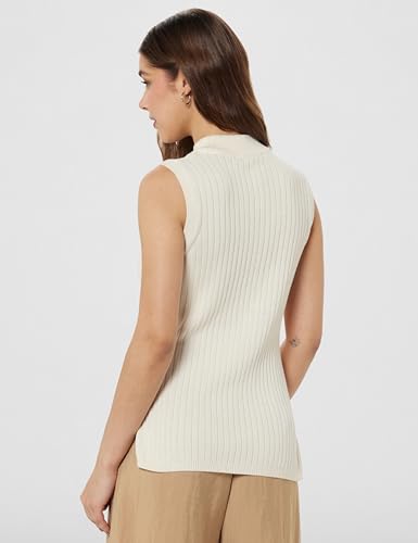 Image of BlissClub Move All Day Sleeveless Top, 100% Cotton,Turtleneck Collar,High Side Slits,Versatile